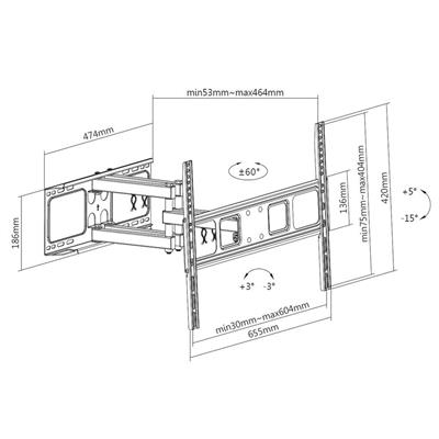 De PRU8355 Full motion tv wandsteun