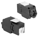 Keystone jack unshielded RJ-45 Tool Free, CAT6 Zwart, Dustcover