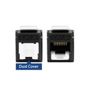 Keystone jack unshielded RJ-45 Tool Free, CAT6 Zwart, Dustcover