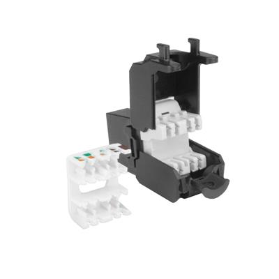 Keystone jack unshielded RJ-45 Tool Free, CAT6 Zwart, Dustcover