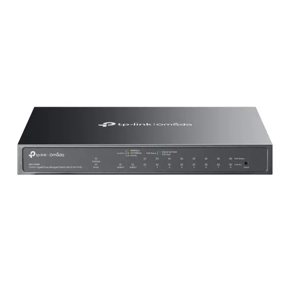 ES210GMP Omada 10-Port Gigabit Easy Managed Switch with 8-Port PoE+ (123W PoE Budget, 250m PoE)
