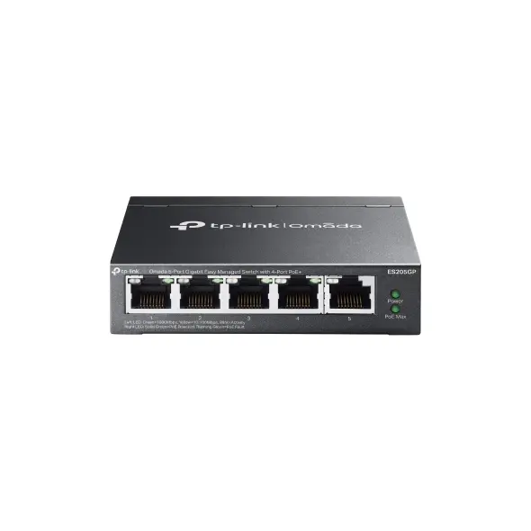 [SW.TPO.ES205GP] ES205GP Omada 5-Port Gigabit Easy Managed Switch with 4-Port PoE+ (65W PoE Budget, 250m PoE)